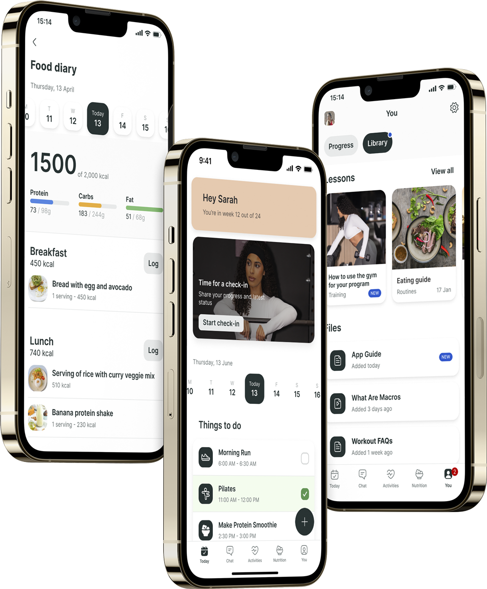 A mockup of the coaching app showcasing the features.